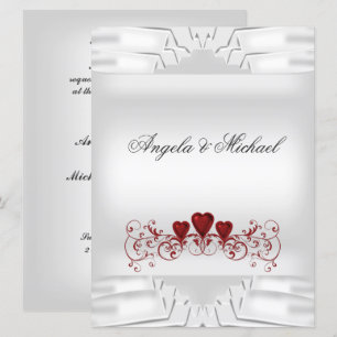 White Red Hearts Big Wedding-inbjudan Inbjudningar