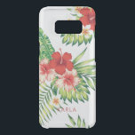 White & Red Hibiscus Tropical Mönster Uncommon Samsung Galaxy S8 Skal<br><div class="desc">Moderna vattenfärger illustrerar röd och vit hibiscus med den tropiska grönten blad mönster.</div>