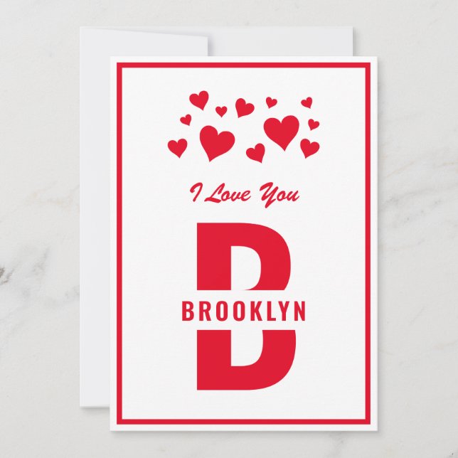 White Red Hipster Monogram Happy Valentine Day Kort (Framsida)