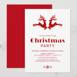 White Red Hjort jul Party Inbjudningar