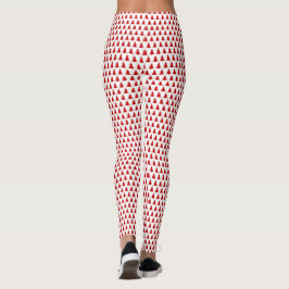 White & Red Julgran Mönster Long Leggings