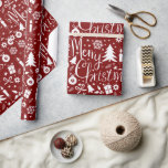 White Red-jultema Mönster Presentpapper<br><div class="desc">Den här färgstarka mönstren tecknad-stil Julgran med anpassadets bakgrund ge kan du ändra bakgrundsbilden för färg. Jul,  träd,  juldjur och andra julsymboler.</div>