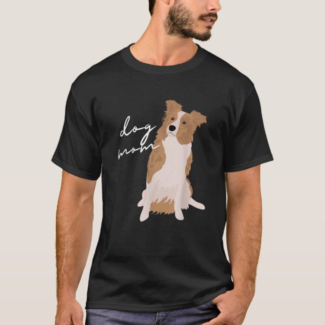 White Red Merle Gräns Collie Hund Mamma Hund Mamma T Shirt (Framsida)