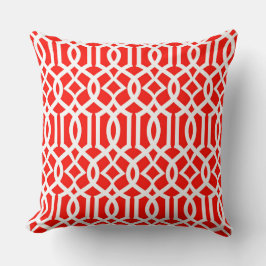 White Red Moroccan Trellis Decor Pillow Kudde