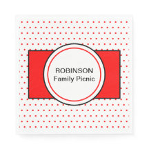 White Red Polka dots Family Namn Picnic