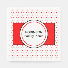 White Red Polka dots Family Namn Picnic Pappersservett