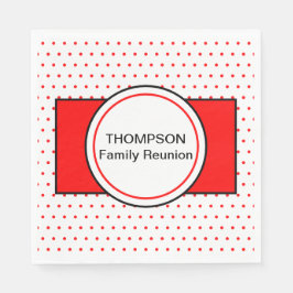White Red Polka dots Family Namn Reunion Pappersservett