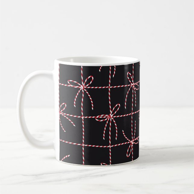 White Red Rope Bow, Twine Färg Ribbon och Tied Kn Kaffemugg (Vänster)