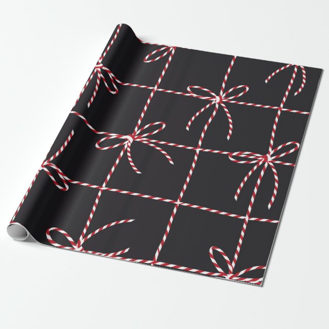 White Red Rope Bow, Twine Färg Ribbon och Tied Kn Presentpapper (Utrullad)