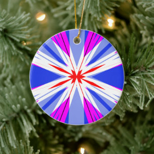 White Red Rosa Blue jul Starburst Star Julgransprydnad Keramik