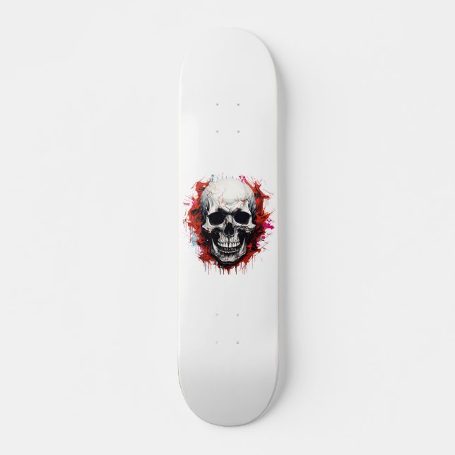 White Red Skeleton Coola Horror Skull Mini Skateboard Bräda 18,5 Cm (Framsida)