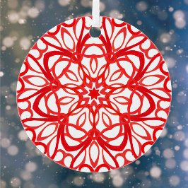 White & Red Söt Decorative Mandala Cute Julafton Julgransdekoration