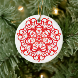 White & Red Söt Decorative Mandala Cute Julafton Julgransprydnad Keramik