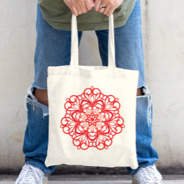 White & Red Söt Decorative Mandala Cute Julafton Tygkasse