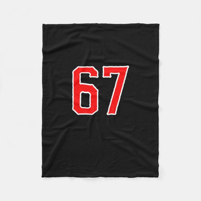 White Red Sports Team Number #67 Swea  Fleecefilt (Framsidan)