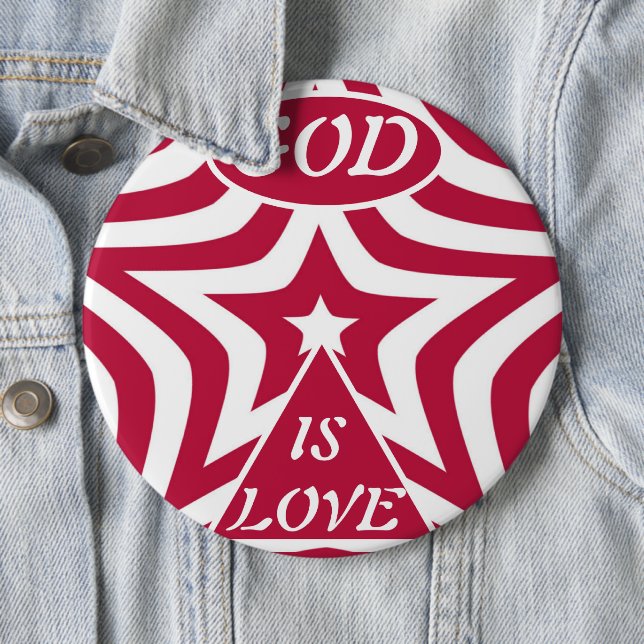 White & Red Star "God Is Love"  High-Contrast Star Knapp (In Situ)