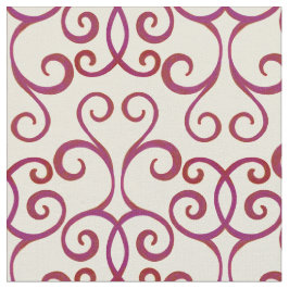White Red Swirly Damask Elegant Mönster Tyg