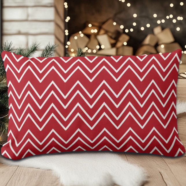 White Red Winter Festive Lumbarkudde (Skapare uppladdad)