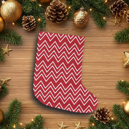White Red Winter Festive Stor Julstrumpa