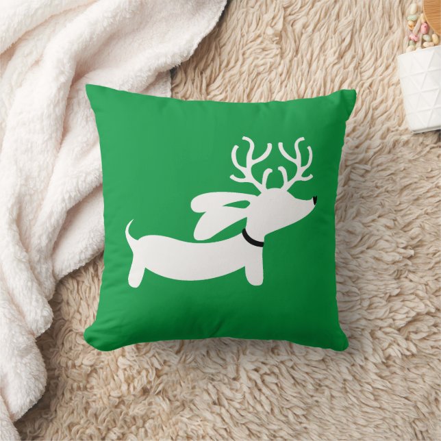 White Reindeer Dachshund Kudde (Filt)