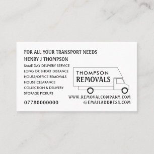 White Removal Van, Flyttföretag Visitkort