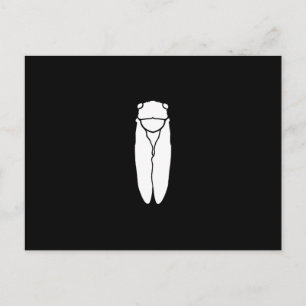 White Retro Cicada Insekt Print Vykort