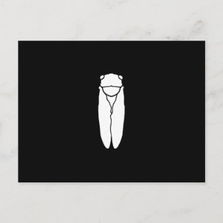 White Retro Cicada Insekt Print Vykort