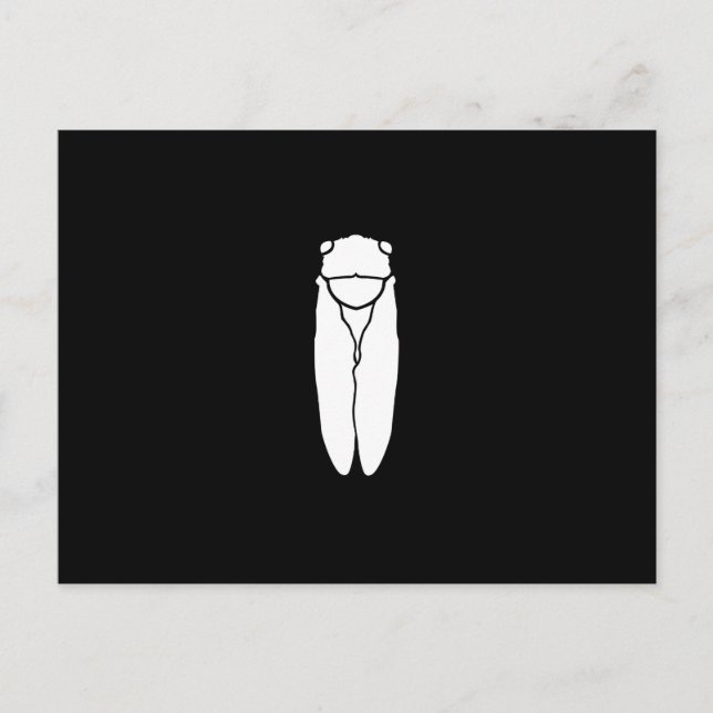 White Retro Cicada Insekt Print Vykort (Framsida)