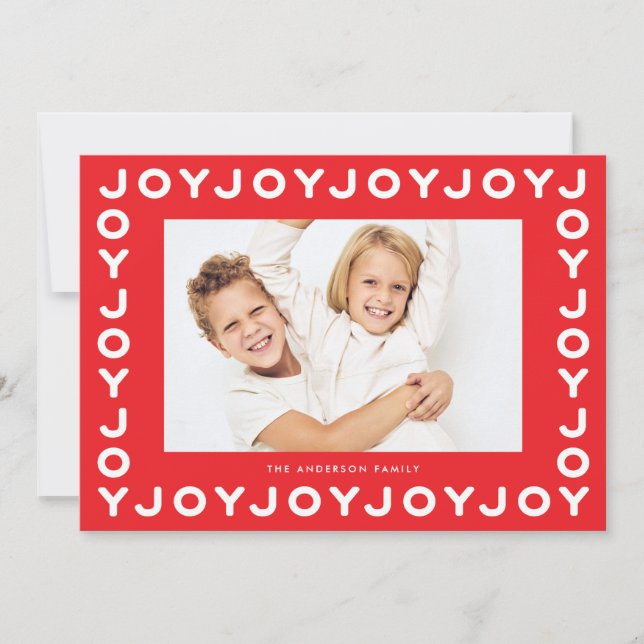 White Retro Joy Joy Joy Red Ram Julfoto Julkort (Framsida)