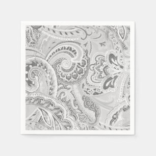 White Retro Paisley Bandanna/Bandana Pappersservett