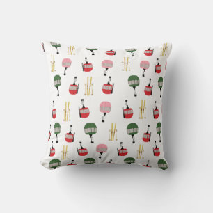 White Retro Ski Hiss Gondola Winter Skiing Kudde