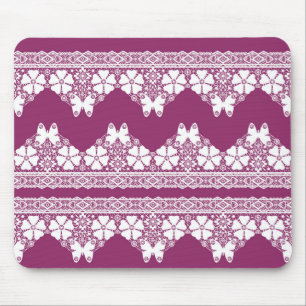 White Retro Snöre butterflies Burgundy Musmatta