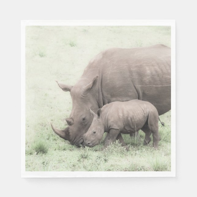 White Rhino & Baby Napkins Pappersservett (Framsidan)