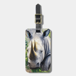 White Rhino Botanical Art Bagagebricka