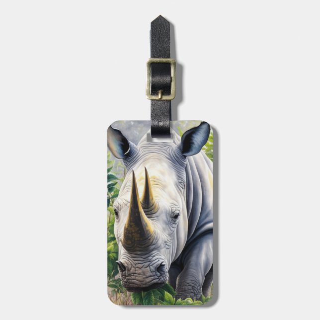 White Rhino Botanical Art Bagagebricka (Vertikal Framsida)