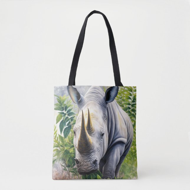 White Rhino Botanical Art Tygkasse (Framsida)