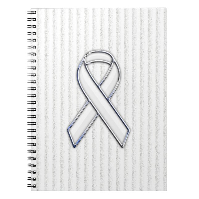 White Ribbon Awareness Rand Anteckningsbok Med Spiral (Framsidan)