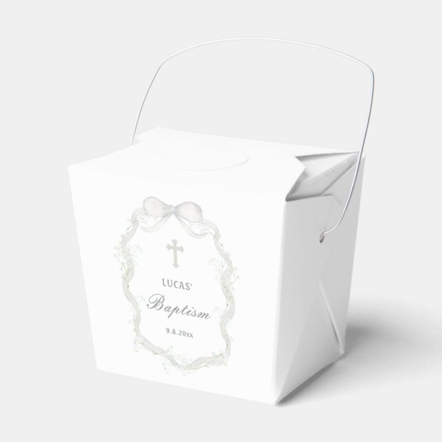 White Ribbon Baby's Breath Baptism Take Out Presentaskar (Framsidan Sidan)
