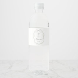 White Ribbon Baby's Breath Baptism Vattenflaskor Etikett