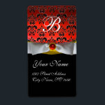 WHITE RIBBON BLACK RED RUBY DAMASK MONOGRAM FRAKTSEDEL<br><div class="desc">Elegant, klassindelning och unik utformning av Bulgan Lumini (c) Design och digital grafisk framställning i vintage stil av Bulgan Lumini (c) . Enkel att anpassa med din egen text som en märkre för bröllopsförmån, osa, spara-till-datum, tack för etiketter, möhippor, födelsedagsfester: söt 16, quinceanera, Bat mitzvah , returetiketter, nya duschar, nya,...</div>