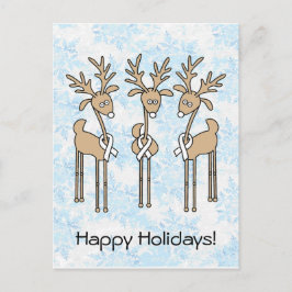 White Ribbon Reindeer Helg Vykort