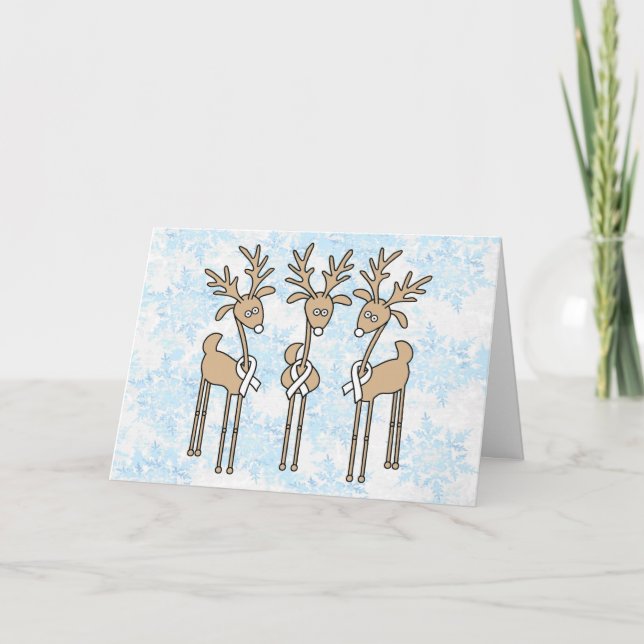 White Ribbon Reindeer Helgkort (Framsida)