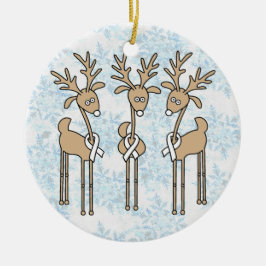 White Ribbon Reindeer Julgransprydnad Keramik