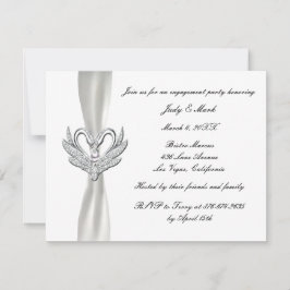 White Ribbon Silver Svanar Förlovningsfest Inbjuda Inbjudningar