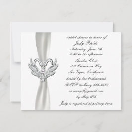 White Ribbon Silver Svanar Inbjudningskort för möh