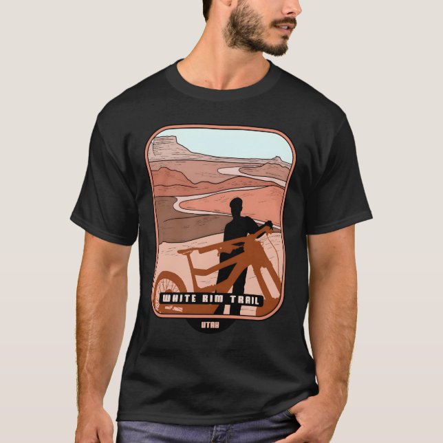 White Rim Trail � Utah bergsseudin souvenir biker T Shirt (Framsida)