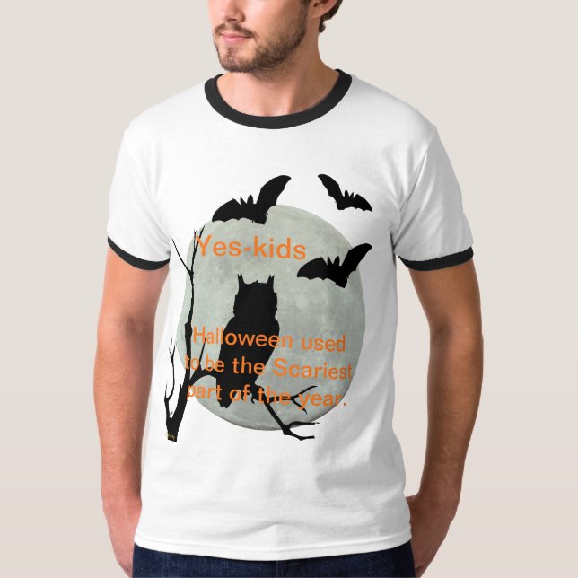 White Ringer Halloween Uggla & Fladdermöss T Shirt (Framsida)