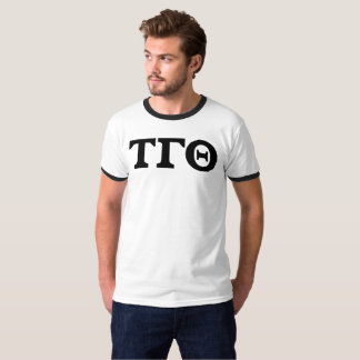 White Ringer Tee med Black Block Brev