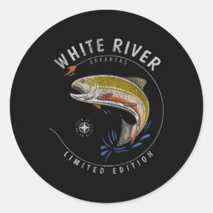 White River Arkansas Öring Fluga Fiske Souvenir Vi Runt Klistermärke