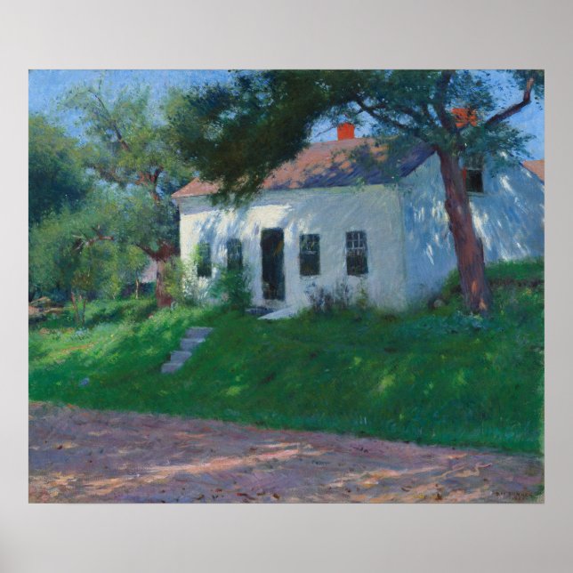 White Roadside Cottage av Dennis Miller Bunker Poster (Framsidan)